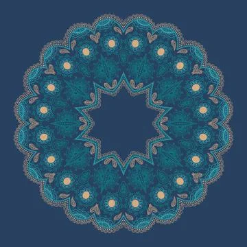 Vector ornamental round lace with damask and arabesque elements. Mehndi style イラスト素材