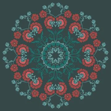 Vector ornamental round lace with damask and arabesque elements. Mehndi style イラスト素材