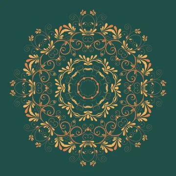 Vector ornamental round lace with damask and arabesque elements. Mehndi style イラスト素材