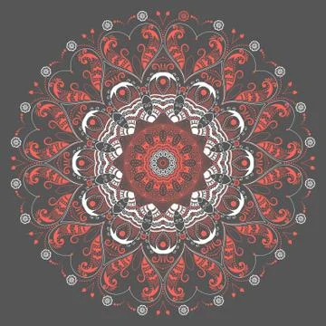 Vector ornamental round lace with damask and arabesque elements. Mehndi style Stock Illustration