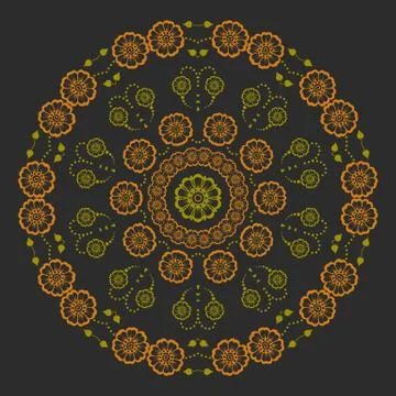 Vector ornamental round lace with damask and arabesque elements. Mehndi style Stock Illustration