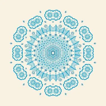 Vector ornamental round lace with damask and arabesque elements. Mehndi style イラスト素材