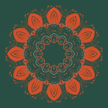 Vector ornamental round lace with damask and arabesque elements. Mehndi style イラスト素材