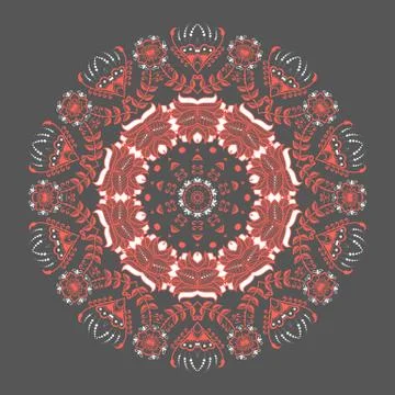 Vector ornamental round lace with damask and arabesque elements. Mehndi style イラスト素材