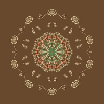 Vector ornamental round lace with damask and arabesque elements. Mehndi style イラスト素材