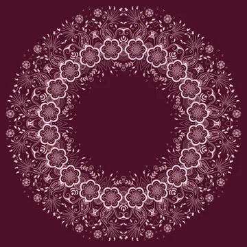 Vector ornamental round lace with damask and arabesque elements. Mehndi style Stock Illustration