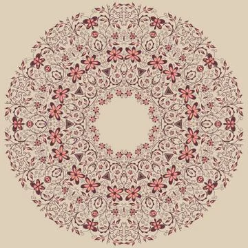 Vector ornamental round lace with damask and arabesque elements. Mehndi style イラスト素材