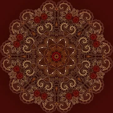 Vector ornamental round lace with damask and arabesque elements. Mehndi style イラスト素材