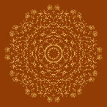 Vector ornamental round lace with damask and arabesque elements. Mehndi style イラスト素材