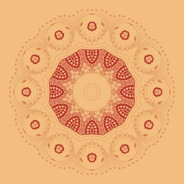 Vector ornamental round lace with damask and arabesque elements. Mehndi style イラスト素材