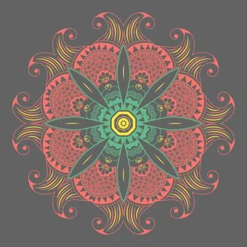 Vector ornamental round lace with damask and arabesque elements. Mehndi style Stock Illustration