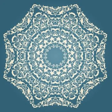 Vector ornamental round lace with damask and arabesque elements. Mehndi style イラスト素材