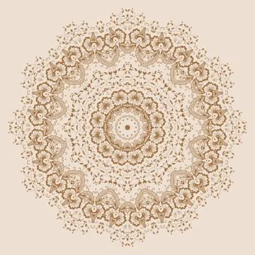 Vector ornamental round lace with damask and arabesque elements. Mehndi style Stock Illustration
