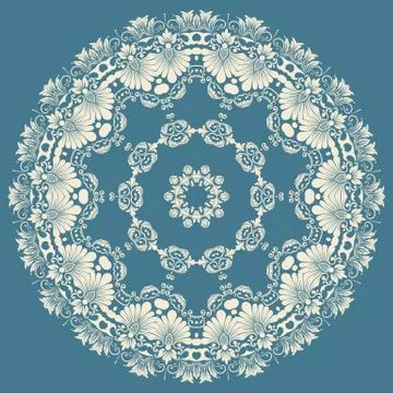 Vector ornamental round lace with damask and arabesque elements. Mehndi style イラスト素材
