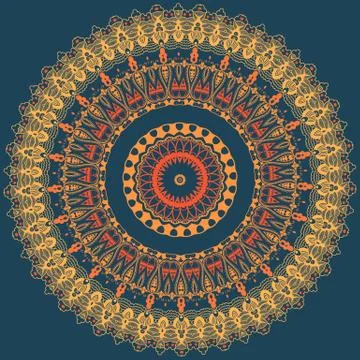 Vector ornamental round lace with damask and arabesque elements. Mehndi style イラスト素材