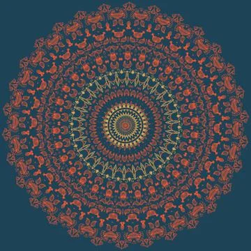 Vector ornamental round lace with damask and arabesque elements. Mehndi style Stock Illustration