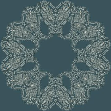 Vector ornamental round lace with damask and arabesque elements. Mehndi style Stock Illustration
