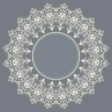 Vector ornamental round lace with damask and arabesque elements. Mehndi style Stock Illustration