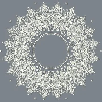 Vector ornamental round lace with damask and arabesque elements. Mehndi style Stock Illustration