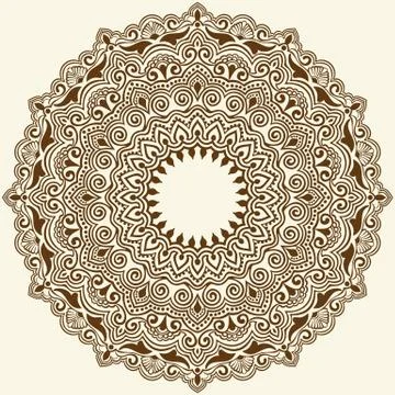 Vector ornamental round lace with damask and arabesque elements. Mehndi style Stock Illustration