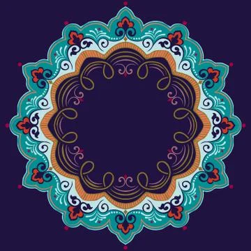 Vector ornamental round lace with damask and arabesque elements. Mehndi style 库存插图