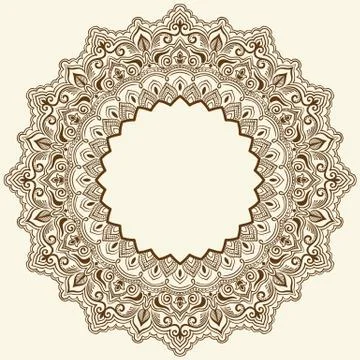 Vector ornamental round lace with damask and arabesque elements. Mehndi style イラスト素材