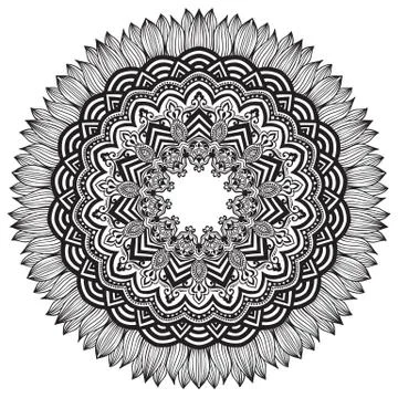 Vector ornamental round lace with damask and arabesque elements. Mehndi style イラスト素材