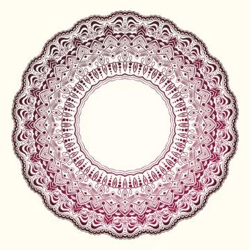 Vector ornamental round lace with damask and arabesque elements. Mehndi style イラスト素材