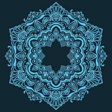 Vector ornamental round lace with damask and arabesque elements. Mehndi style Stock Illustration