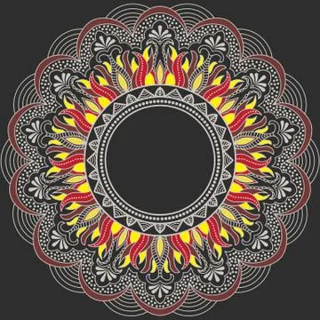 Vector ornamental round lace with damask and arabesque elements. Mehndi style Stock Illustration