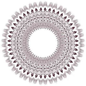 Vector ornamental round lace with damask and arabesque elements. Mehndi style Stock Illustration