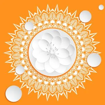 Vector ornamental round lace with damask and arabesque elements. Mehndi style Stock Illustration