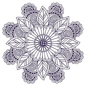 Vector ornamental round lace with damask and arabesque elements. Mehndi style Stock Illustration