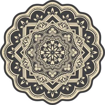 Vector ornamental round lace with damask and arabesque elements. Mehndi style Stock Illustration