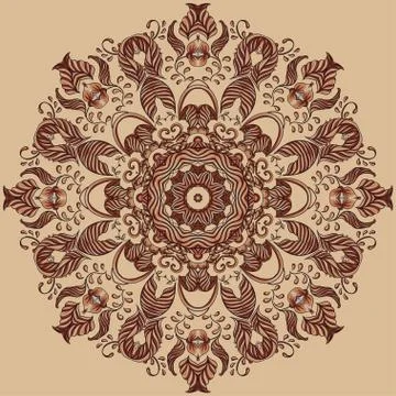 Vector Ornamental round lace pattern, circle background Stock Illustration