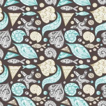 Vector Ornamental Sea Pattern Stock Illustration