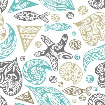 Vector Ornamental Sea Pattern Stock Illustration