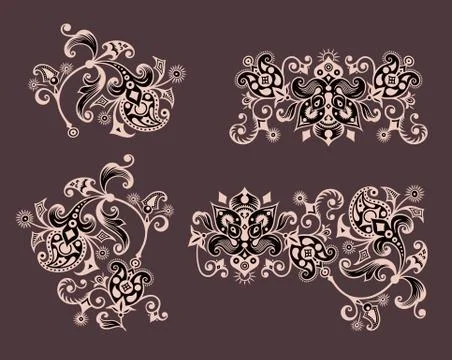 Vector ornamental vintage design elements Stock Illustration