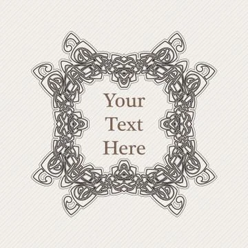 Vector ornate border. Gothic lace tattoo. Celtic weave with sharp corners. Illustrazione stock