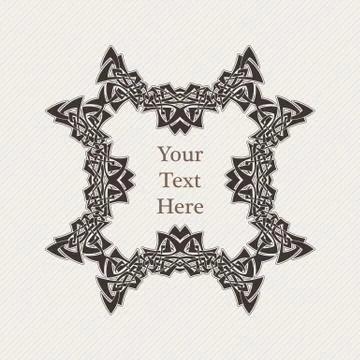 Vector ornate border. Gothic lace tattoo. Celtic weave with sharp corners. Illustrazione stock