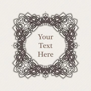 Vector ornate border. Gothic lace tattoo. Celtic weave with sharp corners. Illustrazione stock