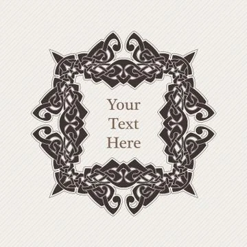 Vector ornate border. Gothic lace tattoo. Celtic weave with sharp corners. Stock Illustration