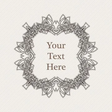 Vector ornate border. Gothic lace tattoo. Celtic weave with sharp corners. Stock Illustration