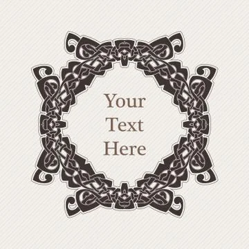 Vector ornate border. Gothic lace tattoo. Celtic weave with sharp corners. Stock Illustration