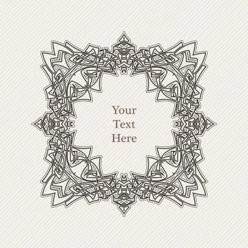 Vector ornate border. Gothic lace tattoo. Celtic weave with sharp corners. Illustrazione stock