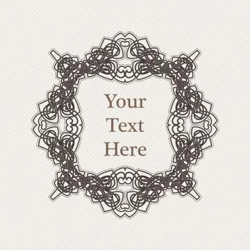 Vector ornate border. Gothic lace tattoo. Celtic weave with sharp corners. Illustrazione stock