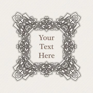 Vector ornate border. Gothic lace tattoo. Celtic weave with sharp corners. Illustrazione stock