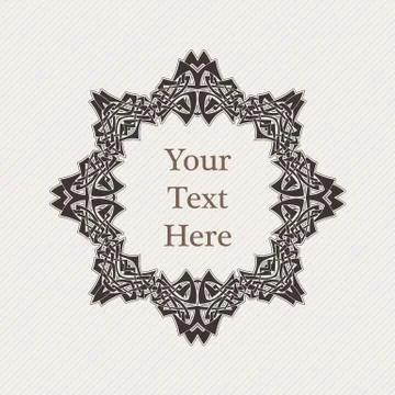 Vector ornate border. Gothic lace tattoo. Celtic weave with sharp corners. Stock Illustration