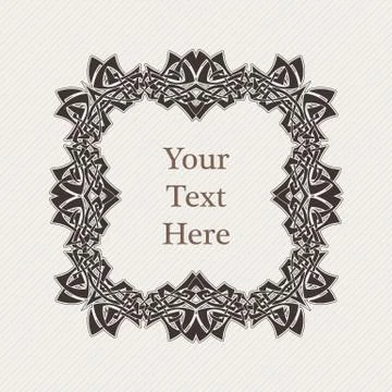 Vector ornate border. Gothic lace tattoo. Celtic weave with sharp corners. Illustrazione stock