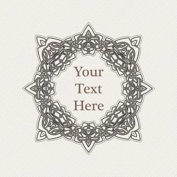 Vector ornate border. Gothic lace tattoo. Celtic weave with sharp corners. Stock Illustration